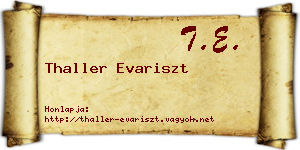 Thaller Evariszt névjegykártya